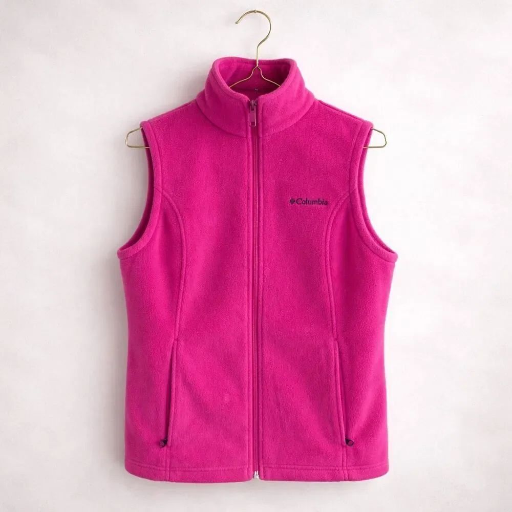 Columbia Women’s Pink Fleece Full Zip Pockets Vest Jacket Size XS